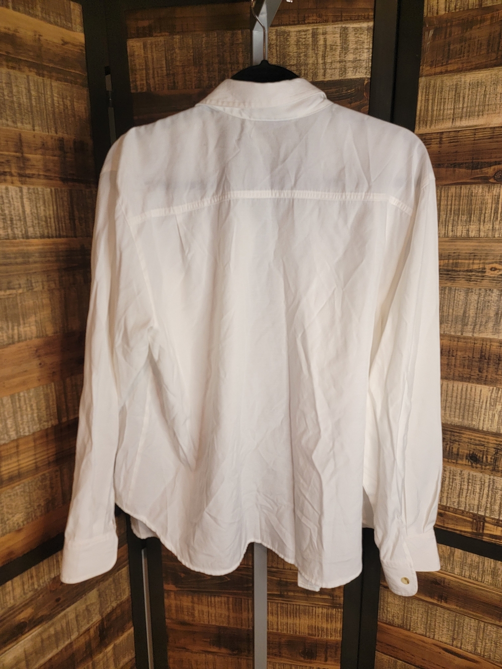 Fred David White Button-Down Shirt with Gold Accent Label - Picture 3 of 3